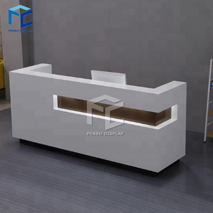 Comptoir De Réception Avec éclairage - Meuble D'accueil Bureau Magasin - Dimensions 100x45x100 Cm (autres Tailles Dispo) - Blanc Chaud - 6