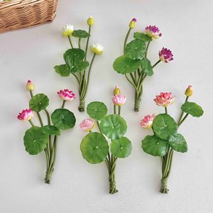 Bouquet de fleurs de lotus artificielles en soie, haute simulation, pour la décoration de la maison, accessoires de mariage, offrandes du Nouvel An chinois - Product Image 1