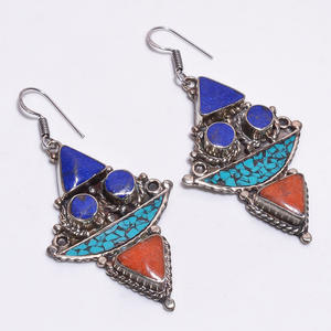 Pendientes tibetanos de plata 925, joyería Vintage, joyería - Product Image 2