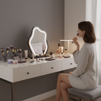 Miroir de maquillage LED en forme de nuage, miroir de vanité à commande tactile avec éclairage réglable pour la table de maquillage de la chambre à coucher