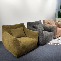 Fauteuil d'appoint pivotant moderne en tissu Teddy/à rayures avec coussin décoratif pour salon, chambre et hôtel