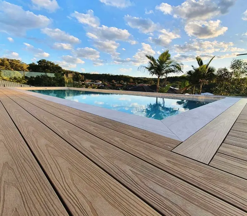 Plancher de terrasse de jardin en bois et plastique, composite WPC