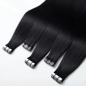 Extensions de <span class=keywords><strong>cheveux</strong></span> à bandes adhésives noires de 16 à 28 pouces, extensions de <span class=keywords><strong>cheveux</strong></span> à bandes adhésives lisses, extensions de <span class=keywords><strong>cheveux</strong></span> européennes 100% Remy à bandes adhésives, <span class=keywords><strong>cheveux</strong></span> humains - Product Image 1