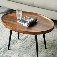 Ensemble de tables basses ovales en bois rustique, tables d'appoint gigognes pour salon, bureau, café
