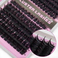Cils inférieurs en grappe Fairy Cluster, fibres segmentées PBT, volume 120D 160D 200D, haute qualité, faits à la main, 28 rangées, longueurs mixtes 5-20mm, naturels