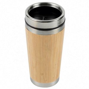 Portable <b>Thermal</b> <b>Mug</b> Stainless Steel Wide Mouth Bamboo Coffee <b>Mug</b> Insulated Cup - Product Image 1