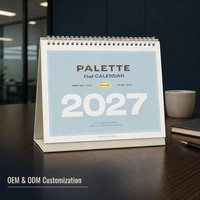 Calendrier de table à spirale double en papier couché, planificateur annuel personnalisé pour la publicité commerciale