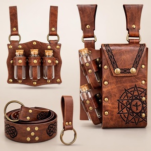 Set di Spallacci e Bracciali in Pelle Medievale, Protezioni per Spalle e Braccia Stile Cavaliere Vintage, Cintura per Cosplay Rinascimentale LARP - Product Image 1