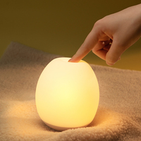Niedliches Weiches Silikon-Ei-Form Augenschonendes Dimmbares Warmes LED-Nachtlicht Wiederaufladbar Tisch-Raumdekoration Intelligentes Nachtlicht
