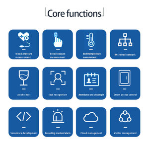 Dispositif de contrôle de santé avant embauche : Détection de <span class=keywords><strong>la</strong></span> tension artérielle, de l'oxygène sanguin et de l'alcool, Reconnaissance faciale, Présence, OEM, ODM, WiFi, Réinitialisation - Product Image 6