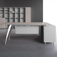 Bureau de direction de luxe haut de gamme, modèle 2025, avec armoire latérale en L pour superviseur
