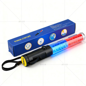 Bâton de signalisation LED rechargeable 26 cm, lumière clignotante rouge et bleue magnétique pour les situations d'urgence, le trafic et les incendies - Product Image 1