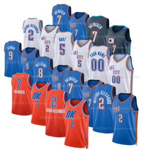 Vente en gros 2026 Oklahoma City 2 # Gilgeous-Alexander 7 # Holmgren 8 #   Maillot de basket-ball américain Williams Jersey avec broderie cousue - Product Image 1