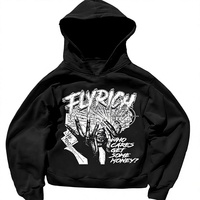 Sweat-shirt à capuche surdimensionné doublé écologique pour homme, style streetwear Y2K, graphique vintage grunge, design de rappeur, vente en gros
