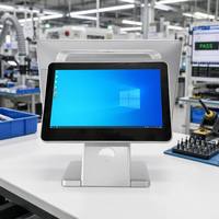 Sistema POS de Doble Pantalla de 15.6+11.6 Pulgadas, Caja Registradora Táctil Plegable con Sistema Operativo Windows y Android para Tiendas y Hoteles
