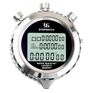 Chronomètre numérique étanche en acier inoxydable à trois rangées pour entraînement sportif sur piste et terrain (10/100 voies) - Product Image 1