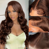 Perruque 13X4 de 28 pouces à enfiler et à porter, fournisseur en gros de perruques, perruque brune en cheveux péruviens, produits de beauté pour femmes