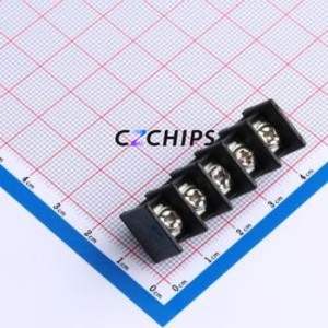 MX25C-7.62-05P-BK01-Cu-S-A Barrier Terminal Block Through hole,P=7.62mm Connector Two Sides 7.62mm 1x5P Straight Pin - Product Image 1