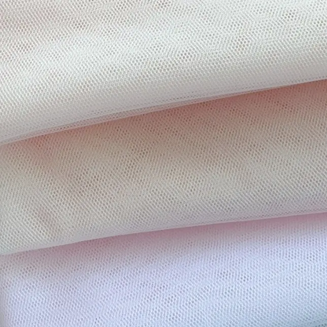 100% Polyester Tule Mesh Net Transparante Illusie Huidskleur Tule Net Zeshoekige Zachte Mesh Tule Stof