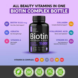 OEM 15000 Biotina 10000 Capsule Collagene Etichetta Privata Integratore Vitaminico 25000mcg Collagene Biotina Capsule per la Crescita dei Capelli - Product Image 6