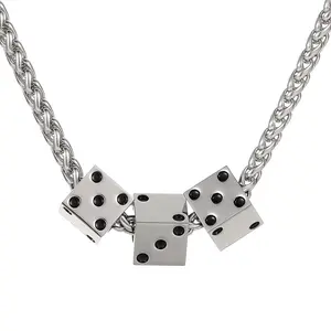 2023 Fine Fashion Rock Styles Stainless Steel Customized Personality The Three Dice Pendant Necklace Jewelry For Couples