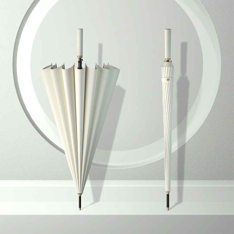 16-bone automatic-white leather handle-without fabric cover