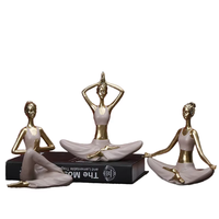 Artesanía de resina abstracta moderna para decoración interior de gimnasio Yoga Pose señora adorno de escritorio mujer figura arte escultura modelo