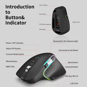 Có thể sạc lại đa thiết bị chuột inalambrico Ergonomic dọc Chuột chơi game BT <span class=keywords><strong>2.4Ghz</strong></span> chuột không dây cho PC máy tính xách tay văn phòng nhà - Product Image 4