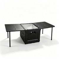 Boîte de rangement pliable 3-en-1, étanche, en plastique écologique, pliable pour le camping/le pique-nique/la plage avec des plateaux à couverts
