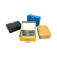Boîte en fer recyclable et écologique à couvercle rabattable à bouton unique, mini-boîte portable pour cartes, emballage de thé, rangement multifonctionnel