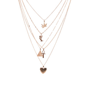 Mujeres corazón ankh Cruz maple leafs faraón egipcio pirámide encantos 5 en 1 multi capas collar <span class=keywords><strong>de</strong></span> Gargantilla - Product Image 2