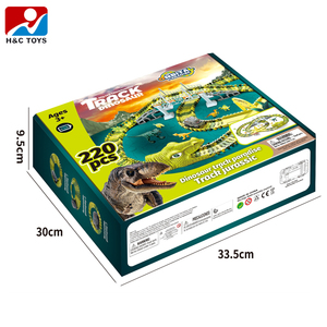 Niños dinosaurio carril paraíso juego conjunto 220 piezas DIY libre montar órbita juguetes educación juguete coche pista - Product Image 5