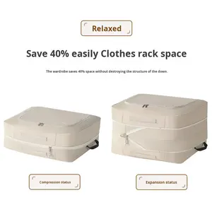 Sac de <span class=keywords><strong>rangement</strong></span> compressible en tissu Oxford à deux compartiments personnalisé pour les édredons en soie, grande capacité, multi-usages, maison, dortoir - Product Image 2