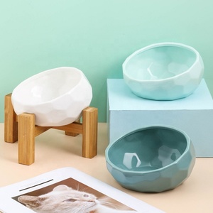 Ciotola per <span class=keywords><strong>Gatti</strong></span> con Supporto in Legno e Protezione per la Colonna Vertebrale, per Cibo e Acqua, in Ceramica - Product Image 4