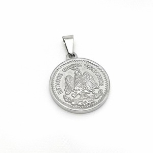 Collar con Colgante de Moneda de 50 Pesos Mexicanos Kunishio, Cadena de Acero Inoxidable, Diseño Retro en Relieve - Product Image 4