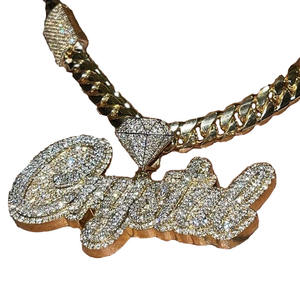 925 ayar gümüş 3D özel harfler takılar seti ile VVS Moissanite taş altın ve beyaz kaplama Hiphop tasarım kolye - Product Image 1