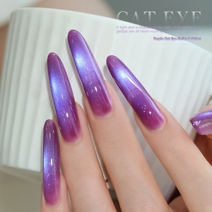 XEIJAYI Nouveau vernis à ongles gel UV effet œil de chat longue durée, perles de verre bleu <span class=keywords><strong>aurore</strong></span> et violet foncé, pour salon de manucure - Product Image 3