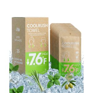 Toalla Refrescante IntreLife CoolRush, Paquete de 10 Toallas Deportivas de Enfriamiento Instantáneo con Extracto de Menta, Microfibra de Origen Vegetal, Reutilizables para Uso en Exteriores - Product Image 1