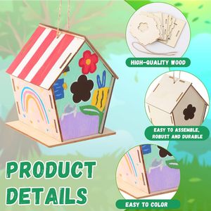 Casetta per uccelli in legno fai da te, vendita diretta dalla fabbrica, set di giocattoli per graffiti per bambini, casetta per uccelli da dipingere creativamente per la classe, nido per uccelli - Product Image 3