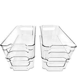 Reusable Refrigerator Organizer Bins Plastic Freezer Stackable Food Storage Containers With Handles for Refrigerator