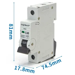 Interruttore automatico miniaturizzato 1P, 40 A, curva C, grigio - protezione contro sovraccarichi e cortocircuiti nelle installazioni - Product Image 3