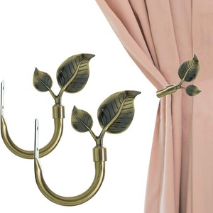 Crochet de rideau décoratif en métal en forme de feuille, fixation murale, finition nickel, design moderne, installation facile, accessoire de quincaillerie - Product Image 2