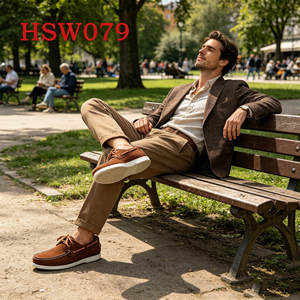 CXT, Zapatos Náuticos Clásicos de Cuero Crazy Horse Marrón Oscuro de Alta Gama, Zapatos Casuales para Hombre Resistentes a los Olores para Caminar por la Calle HSW079 - Product Image 1