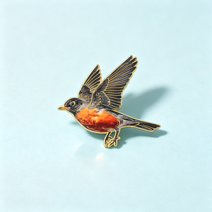 Broches en émail en gros, directement de l'usine, en stock, motif Robin, badge nature, broche de revers réaliste, vintage, colorée, animal, tendance - Product Image 1