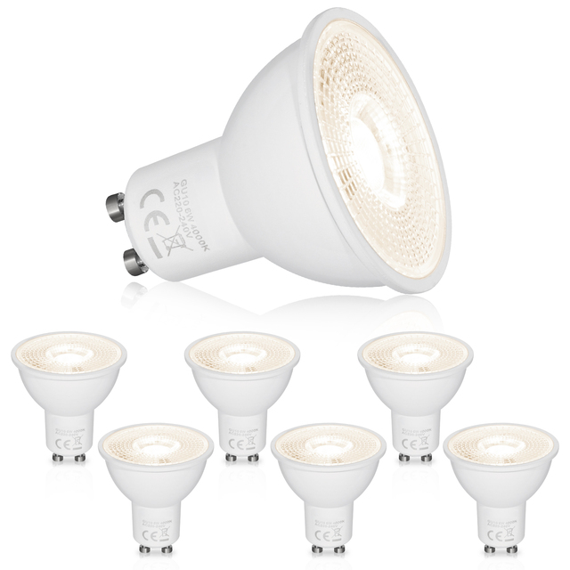 Modern Design GU10 LED Bulbs 6W MR16 Spotlight Plastic Aluminum 3000K/4000K/6000K Color Options IP44 for Indoor Outdoor Lighting