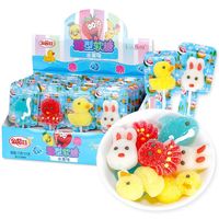 Produsen Cina Grosir Permen Lolipop Lembut Bentuk Kartun Rasa Buah Campur Halal Camilan Manis Anak-anak dalam Kotak