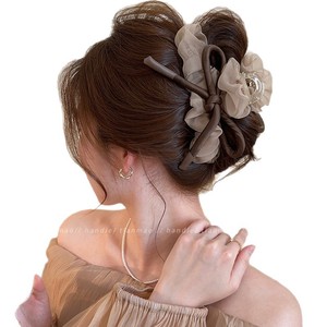 Pince à cheveux en maille cristalline avec nœud, style doux pour femme, nouvelle collection 2025, pince requin volumineuse pour l'arrière de la tête, accessoire capillaire d'été - Product Image 5