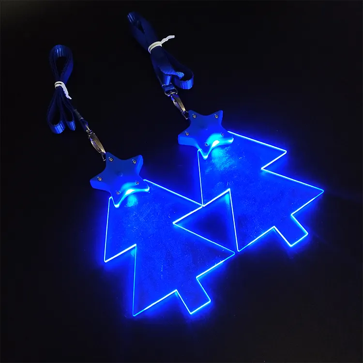 Flashing Star Circle Square Pendant Necklace LED Light up Bottle Pendant Promotional Gift Chinese New Year