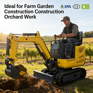 ミニクローラー掘削機 660kg 小型掘削機 マイクロ掘削機 エンジン搭載 ガーデンファーム 狭い場所用 建設機械 - Product Image 6
