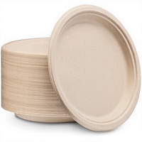 Assiettes jetables écologiques biodégradables et compostables en bagasse de canne à sucre, compatibles micro-ondes, pour restaurants et fêtes